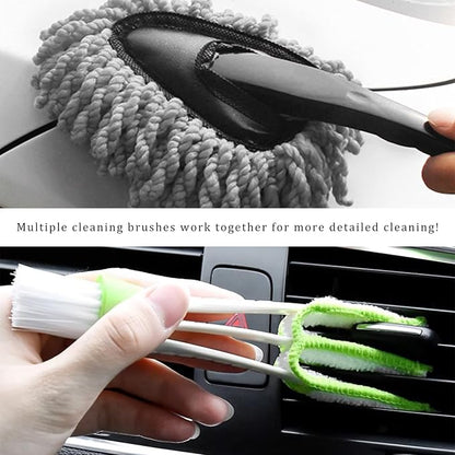 4 PCS Car Duster Kit, Microfiber Scratch Free Multipurpose Cleaning Duster with Extendable Handle, Washable Interior & Exterior Auto Dusting Tools for Cars Trucks SUVs RVs