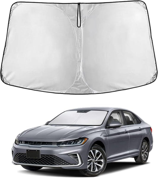 EcoNour Windshield Sunshade Compatible for Volkswagen VW Jetta 2019-2024 2025 2026, Sun Visor for Front Windshield & Window Sun Shade Cover, UV Heat Blocker & Protector, Car Accessories