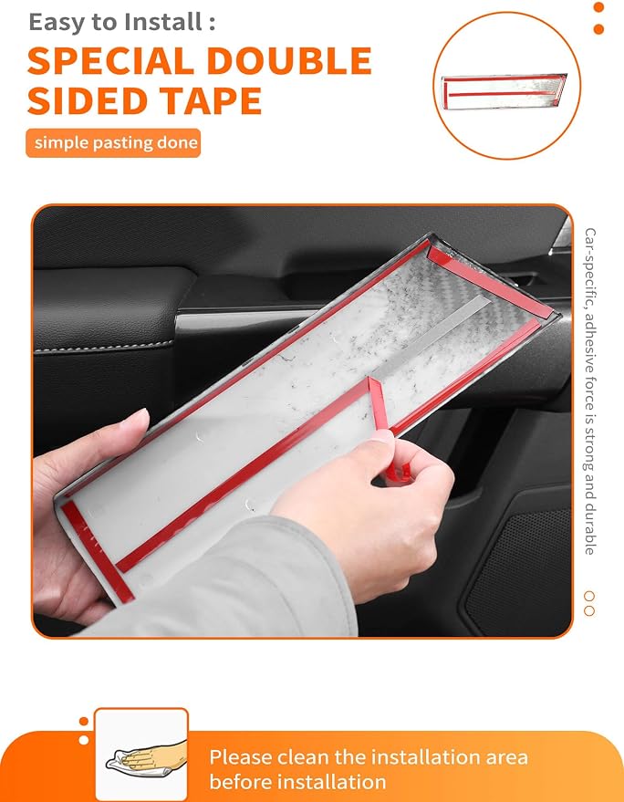 Savadicar Carbon Fiber Interior Accessories - Rear Door Handles Trim Cover for Ford F150 (2021-present) - Premium Texture Interior Decor Upgrade Kit, 2-Piece Set