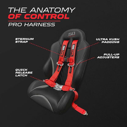50 Caliber Racing Red 4 Point Harness with 3" Straps for Cars, Trucks, UTV and Off Road Vehicles [6004]