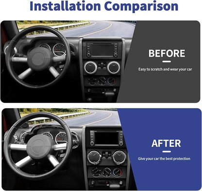 10PCS Full Set Interior Trim Kit Compatible with 2007-2010 Jeep Wrangler JK JKU,Co-Pilot Grab Handle Dashboard Frame Bezel Side Outlet Cover Trim (Chrome)