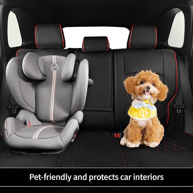 EKR Rav4 Seat Covers Custom Fit for Toyota Rav4 (Hybrid) Woodland/Limited 2026, Leather Car Seat Cover Full Set for SUV,Faux Leather(Black with Red Piping)