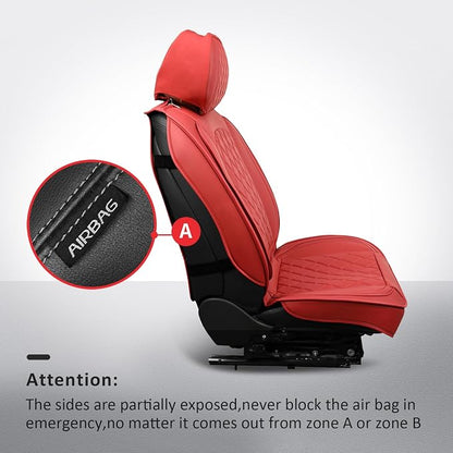 MIROZO Front Seat Covers,Waterproof Car Seat Covers Leather Automotive Seat Covers Universal Car Seat Protector Seat Cover Set Vehicle Cushion Cover for Sedan, Truck and SUV (2PCS Front, Wine Red)