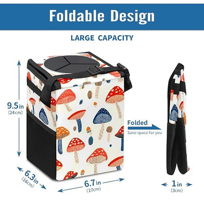 Car Trash Can – Multi-Purpose, Lightweight and Portable with Durable Water-Resistant Coating, No Installation Required, Practical and Ample Capacity, Variety of Colors.Mushroom