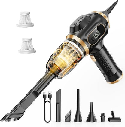 Portable Car Vacuum Cordless Mini Handheld Vacuums Cleaner Rechargeable with LCD Display and Multi-Nozzles, High Power Hand held Cleaners for Car, Home, Office, Sofa, Pet Hair,Keyboard