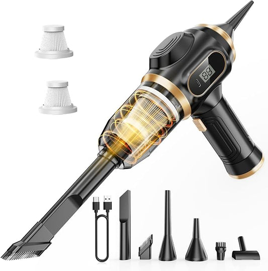 Portable Car Vacuum Cordless Mini Handheld Vacuums Cleaner Rechargeable with LCD Display and Multi-Nozzles, High Power Hand held Cleaners for Car, Home, Office, Sofa, Pet Hair,Keyboard