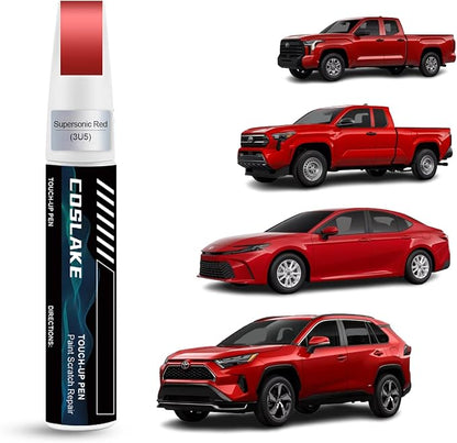Car Touch Up Paint(Supersonic Red(3U5(Include 2SC))) for Toyota, Car Paint Scratch Repair Kit, Quick & Easy Solution to Repair, 2 in 1 Scratch Remover Pen with Color-Matched