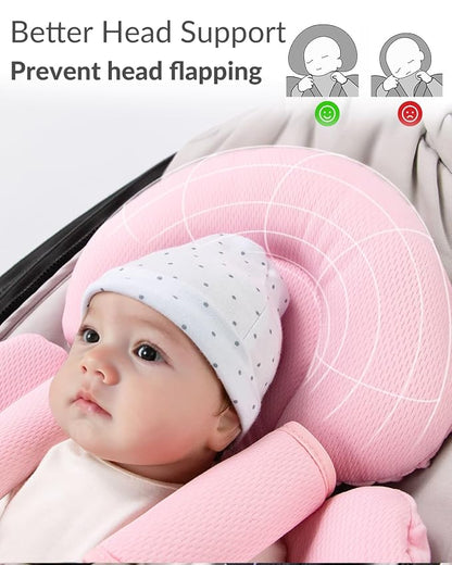 Generic Infant Insert Compatible with Mamaroo Swing & Graco Swing and Infant Car Seat, Newborn Insert Baby Head Body Support, Reversible Design, Breathable Soft Fabric, 1Pcs - Dots, Pink