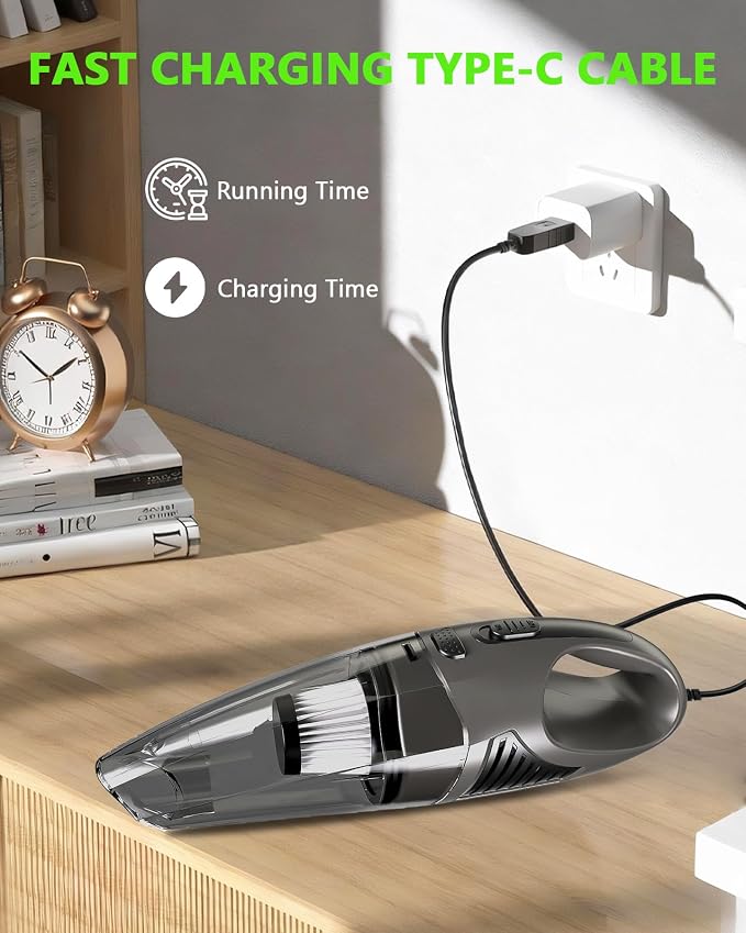 Handheld Vacuum Cordless, 11KPA Strong Suction & 25 Mins Runtime Brushless Motor, Rechargeable Car Vacuum Cleaner with 2 HEPA Filter/Multi-Accessories/Lightweight, for Home/Car/Office Cleaning