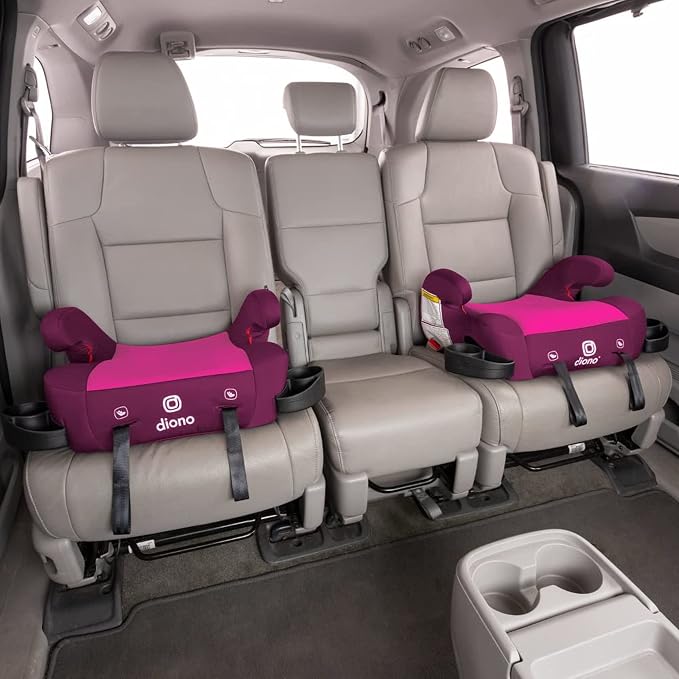 Diono Solana 2 XL Pack of 2 2022, Dual Latch Connectors, Lightweight Backless Belt-Positioning Booster Car Seat, 8 Years 1 Booster Seat, Pink/Blue