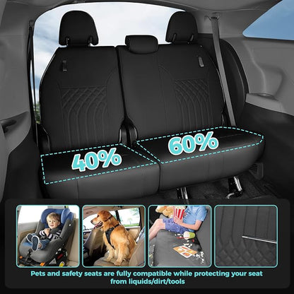 Customized for Toyota Sienna Seat Covers 2021-2026 Sienna 7 Seats 3 Row, Leather Car Seat Covers Waterproof Seat Covers Full Set for Cars, Car Seat Protectors, Airbag Compatible(Black)