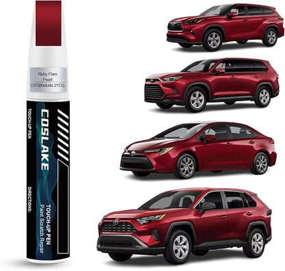 Car Touch Up Paint(Ruby Flare Pearl(3T3(Include 2YD))) for Toyota, Car Paint Scratch Repair Kit, Quick & Easy Solution to Repair, 2 in 1 Scratch Remover Pen with Color-Matched
