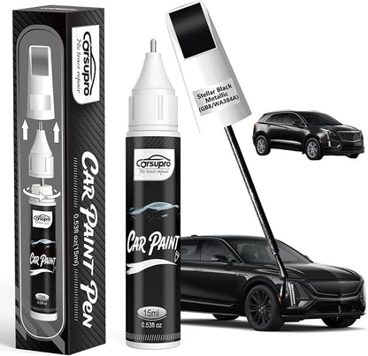 Stellar Black Metallic(GB8/WA384A) for Cadillac Touch Up Paint Pen, 2 in 1 Car Scratch Remover with Pen Tip and Brush, Precise Color Match for Car Paint Scratch Repair, Quickly and Easily Fix Chips and Nicks