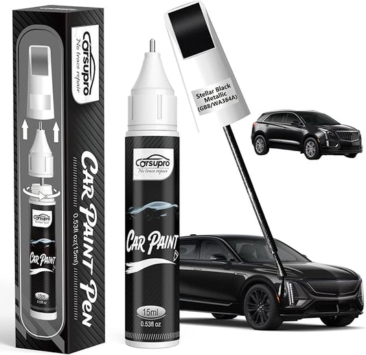 Stellar Black Metallic(GB8/WA384A) for Cadillac Touch Up Paint Pen, 2 in 1 Car Scratch Remover with Pen Tip and Brush, Precise Color Match for Car Paint Scratch Repair, Quickly and Easily Fix Chips and Nicks