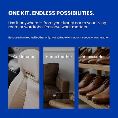 Leather Cleaner & Ceramic Coating Spray Kit: Long-Lasting Leather Protector for Tesla Vegan Leather, Car Seats, Furniture and Shoes – Universal Nano Ceramic Shield to Repel Dirt and Liquids