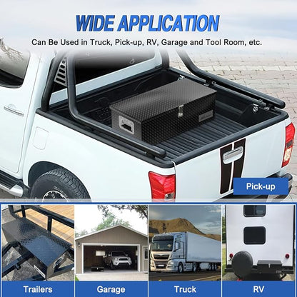 Nilight 30 Inch Truck Tool Box Heavy Duty Aluminum Diamond Plate Truck Bed Toolboxes 30''X13''X9.6'' Waterproof Pick-Up Storage Tool Boxes for Bed of Truck RV Trailer with Side Handle Lock Keys, Black