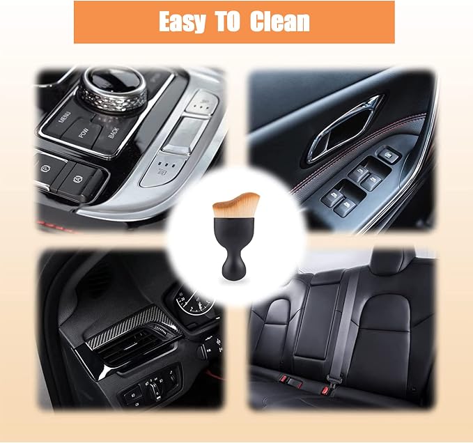 2 PCS Car Interior Dust Brush, Auto Scratch Free Detailing Brush, Soft Car Interior Cleaning Brush Auto Accessories for Automotive Dashboard, Air Conditioner Vents, Computer (Double Brown)