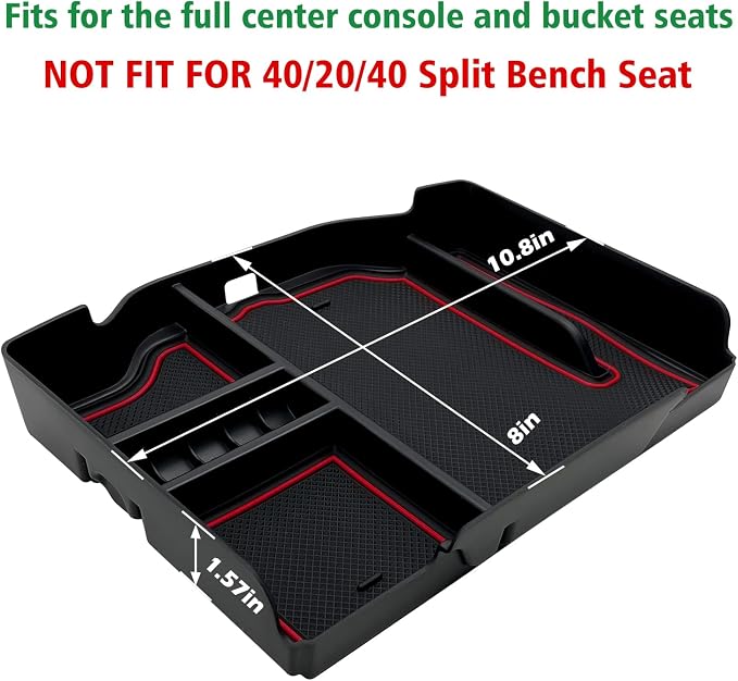 Center Console Organizer fits for Dodge RAM 2026 2025 2024 2023 2022 2021 2020 2019 1500 2500 3500 Accessories Interior Storage Box Armrest Storage Tray (Red)