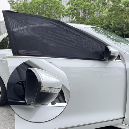 Car Front Window Screen up to 22"x42", Elastic Mesh Car Sun Shade fit for Medium and Large SUV