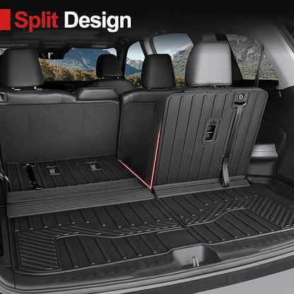 Floor Mats for 2016-2022 Honda Pilot 8 Passengers (No Elite Models), Cargo Mat with Backrest Mat All Weather Protection TPE Car Liner for Honda Pilot Door Sill Guards Accessories