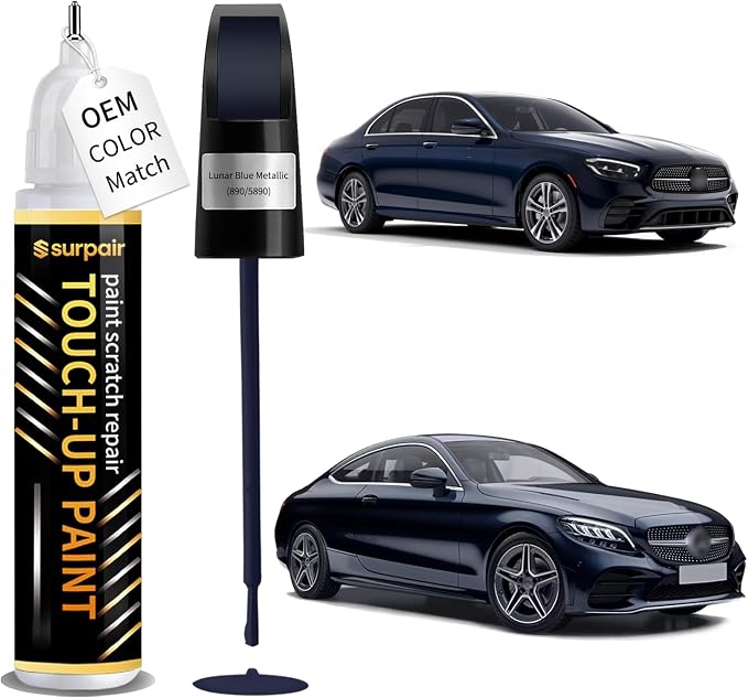 Lunar Blue Metallic 890/5890 Touch up Paint for Mercedes-Benz OEM Color Match Car Scratch Repair Kit for Nicks & Chips Scratches Quick & Easy Paint Fix 2-In-1 Car Scratch Remover Pen