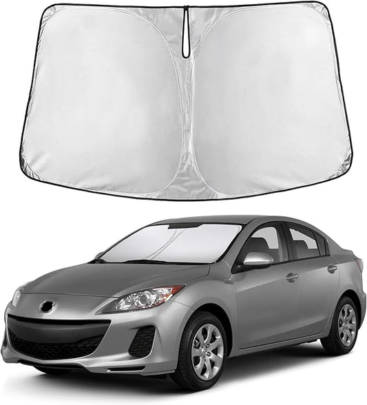 EcoNour Windshield Sunshade Compatible for Mazda 3 2010-2011 2012 2013, Sun Visor for Front Windshield & Window Sun Shade Cover, UV Heat Blocker & Protector, Car Accessories
