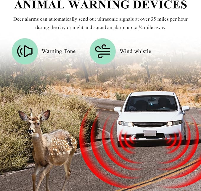 4 PCS Deer Whistles for Car, Deer Warning Whistle Wind Activated Safety Alert with Adhesive Tape, Animal Alert Device Avoid Collision for Sedans Trucks Motorcycles, Car Accessories (Black)