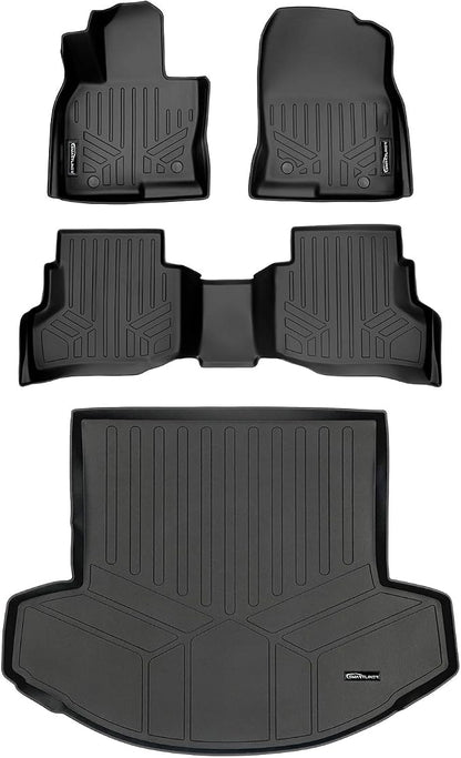 SMARTLINER Custom Fit Floor Mats 2 Rows & Cargo Liner Behind 2nd Row Set for 2016-2023 Mazda CX9