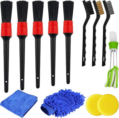 13PCS Car Detailing Brush Set, Vehicle Interior Cleaning Kit Includes Steel Wire and Air Vent Brushes, Automotive Detail Dusting Cleaner Tool Set, Universal for Most Vehicles