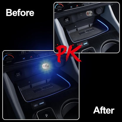 USB LED Car Interior Night Light, 2 PCs, Atmosphere Lamp, Mini Decoration Light, Car Interior Ambient Atmosphere Night Lamp, USB Night Light for All Car Interiors (Blue)
