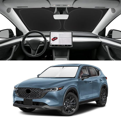 Custom Fit Windshield Sun Shade for Mazda CX5 2017-2025, Blocks UV & Heat, Front Window Sunshade Accessorie, Easy Fold & Store Keep Your Car Cooler
