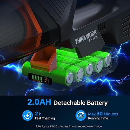 THINKWORK 20V Car Vacuum & Air Inflator, Dual Function High Power Handheld Cordless Vacuum with 18000pa Suction Power for Car Cleaning, Household Dust Removal, Inflation