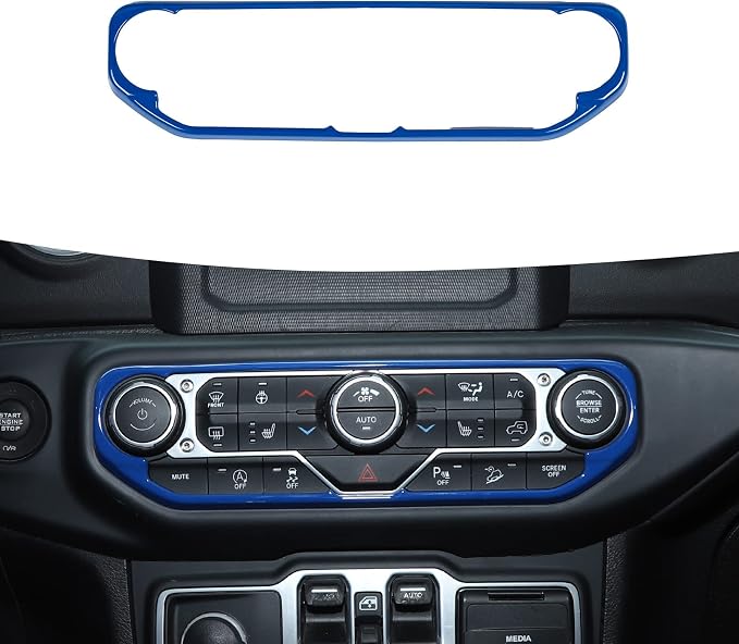 RT-TCZ Air Conditioning Dashboard Center Console Control Trim Panel Cover Interior Accessories Decoration Trim Kit for 2018-2022 Jeep Wrangler JL JLU & Jeep Gladiator JT (Blue)