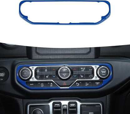 RT-TCZ Air Conditioning Dashboard Center Console Control Trim Panel Cover Interior Accessories Decoration Trim Kit for 2018-2022 Jeep Wrangler JL JLU & Jeep Gladiator JT (Blue)