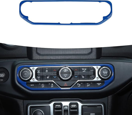 RT-TCZ Air Conditioning Dashboard Center Console Control Trim Panel Cover Interior Accessories Decoration Trim Kit for 2018-2022 Jeep Wrangler JL JLU & Jeep Gladiator JT (Blue)