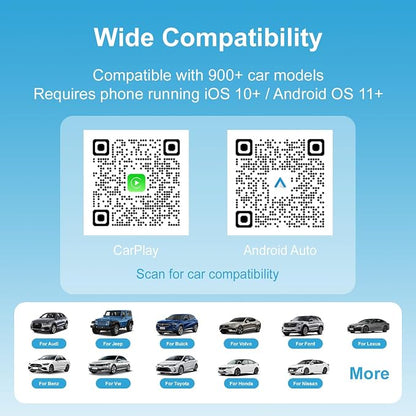 C6 Mini Wireless CarPlay Android Auto Adapter for iPhone & Android Phone, 2-in-1 Dongle, 70% Smaller Mini Design with Cooling Vents, Dual 5G Chips 5.8GHzWiFi, Auto-Connect for Factory Wired Cars 2016+