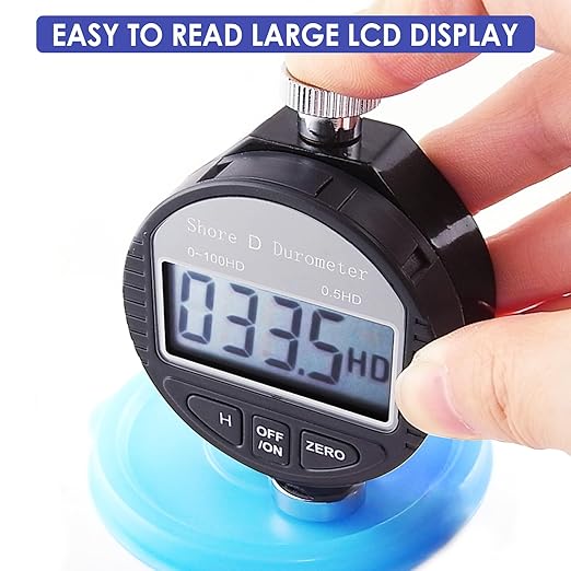 Shore D Hardness Tester Meter Portable 0-100HD Digital Durometer D for Rubber, Tire, Plastic, Thermal Plastic, Flooring, Bowling Ball with Large LCD Display