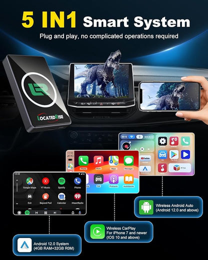 2026 Wireless CarPlay Adapter & Android Auto Wireless Adapter，Magic Box Upgrade Edition (Built-in Cooling Fan), Stream Netflix, YouTube, for Cars with OEM Wired CarPlay/Android Auto