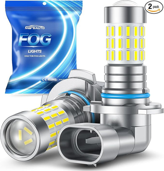 Marsauto 9145 H10 LED Fog Light Bulbs, 10,000 lumens 6000K Cool White, 48 Chips DRL Bulb, H10 Led Fog Lights 1:1 Mini Size 9140 9040 9045 Led Fog Lights, 360° Illumination, Side Marker Lights