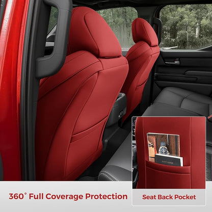 DiffCar® Seat Covers for Toyota Tacoma 2026 2025 2024 Double Cab(Gas Only), Front Seat & Console Covers Only, Faux Nappa Leather Custom Fit Car Protectors Accessories for Tacoma 4th Gen, Red Camo