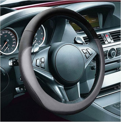 LAINLOY 14.5"-15" Car Steering Wheel Cover, Microfiber Leather Cover, Anti-Slip Breathable Steering Wheel Decoration, Universal Steering Wheel Accessories for Diverse Cars (Gray)