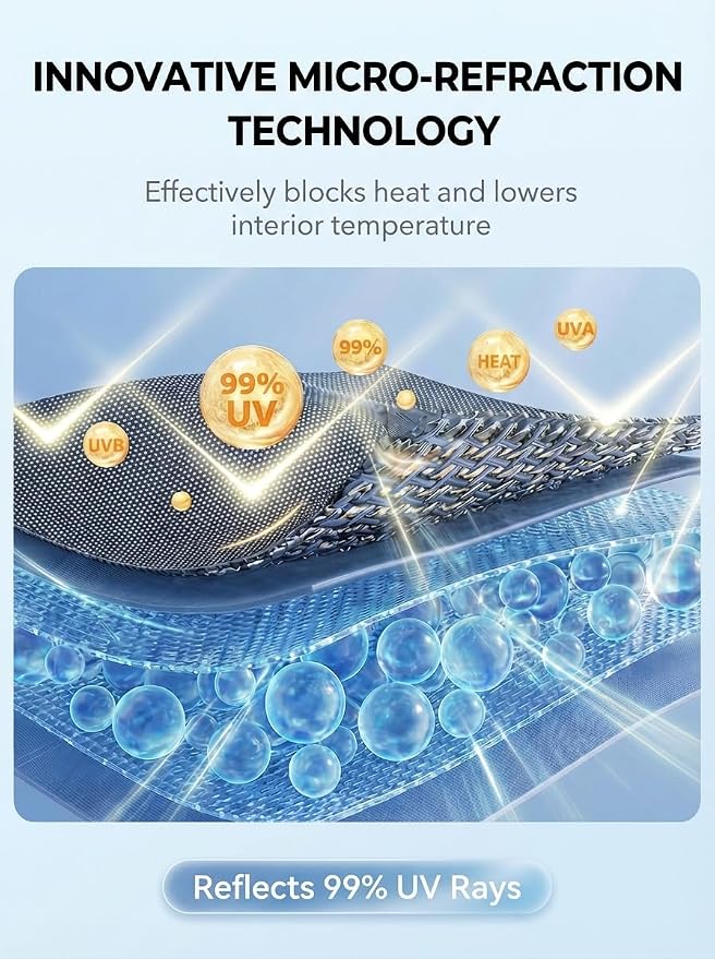 Proadsy Windshield Sun Shade Custom Fit Land Rover Range Rover 2022-2026 Ice Crystal Black Front Window Sunshade UV and Heat Blocker Foldable Visor Keeps Car Cooler for Summer Parking and Daily Use