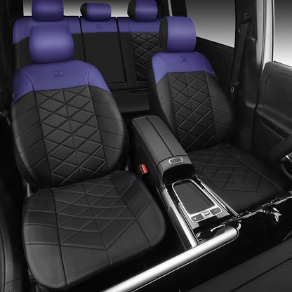 CAR PASS Memory Foam Leather Front Seat Covers, Waterproof Nappa Leather Seat Covers Front Seats Universal Fit for Cars,SUV,Truck Seat Covers Thick 3D Foam Comfortable, Airbag Compatible Black Blue
