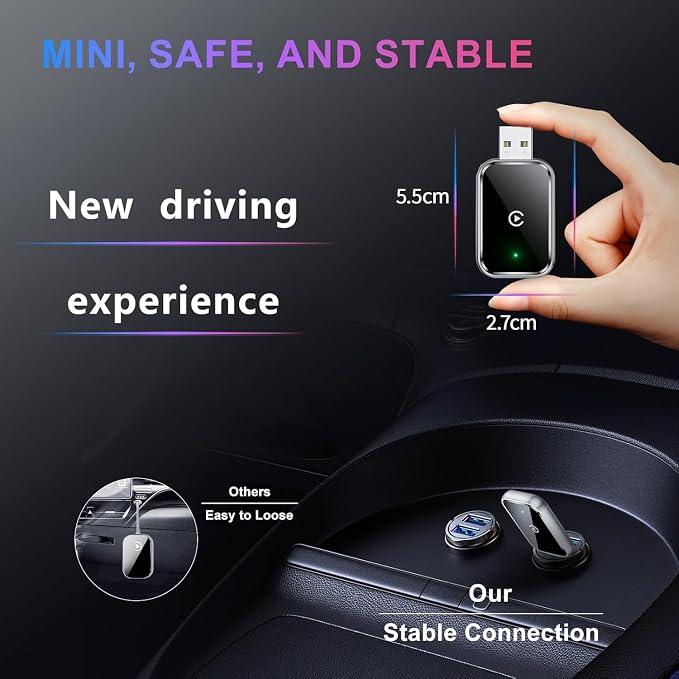 Wireless carplay Adapt for iPhone（IOS10+）.Phone-Car Connectivity.Wired to Wireless Smart car Machine Interconnection abox. Mini Size with Extended USB-A and Type-C