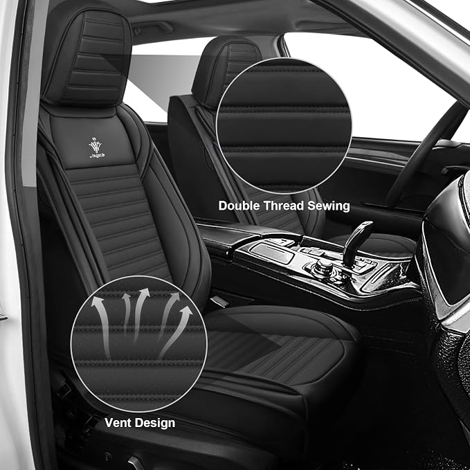 Seat Covers Full Set Fit for Nissan Rogue 2015-2026, Breathable and Comfortable Leather Car Seat Cover, Standard Waterproof Cushion Cover Auto Interior Accessories (Black)