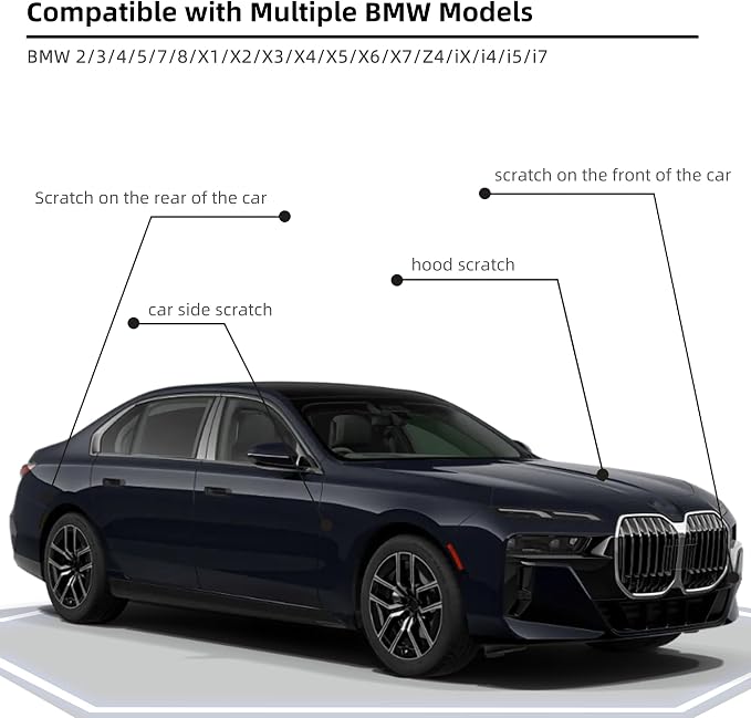 Carbon Black Metallic(416) Car Paint Touch Up Pen Compatible with BMW, 2-In-1 Color Accurate Touch Up Car Scratch Repair Paint Match BMW Series Automotive Scratch Remover for Nicks & Chips Repair