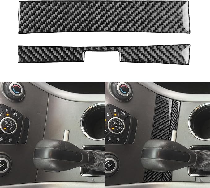 Premium Carbon Fiber Only Compatible with Ford Edge 2011-2014 2012 2013 SEL/Sport Accessories Car Gear Shift Box Front Panel Cover Interior Trim Sticker Decal Black 2PCS