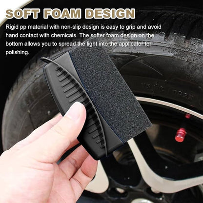 Ohleats 2 PCS Tire Dressing Applicator, Wheel Dressing Tire Shine Applicator Pad with Lid, Reusable Wheel Detailing Foam Tire Waxing Wipe Polishing Sponge, Universal Car Accessories (Black)