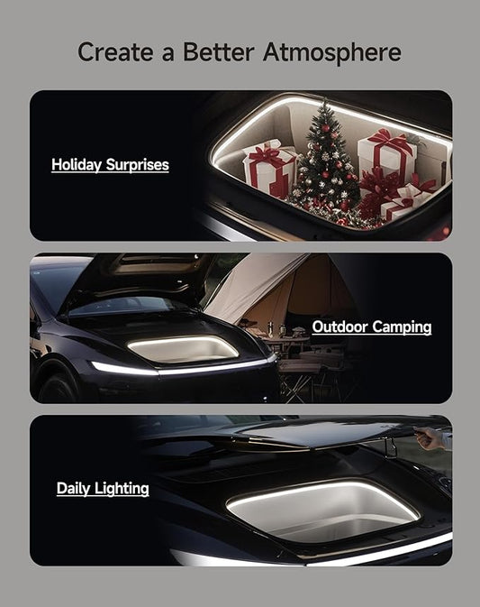 TPARTS Frunk LED Light Strip for Tesla Model Y Premium 2026+, Flexible Silicone Waterproof Interior Lighting Bar, Tool-Free Installation Front Trunk Accessories Ambient Lights (Cool White Light)