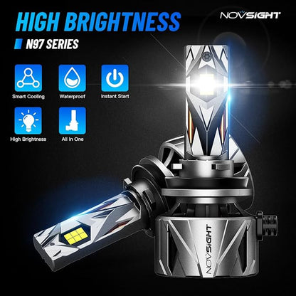 NOVSIGHT 𝗛𝟭𝟭/𝗛𝟵/𝗛𝟴 Fog Bulbs Upgrade, 900% Brighter 95,000LM, 240W Performance, Enhanced Cooling, 5-Min Installation, 100,000+ Hour Lifespan, IP68 & CANBUS Compatible, Pack of 2